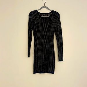 Express women’s small black and gold sweater dress